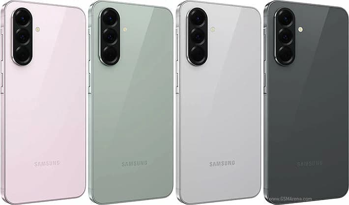 Samsung Galaxy S21 FE smartphones in four color variants: pastel pink, soft green, sleek white, and deep black. Each phone features a glossy finish and triple camera setup on the back, showcasing modern design and premium quality.