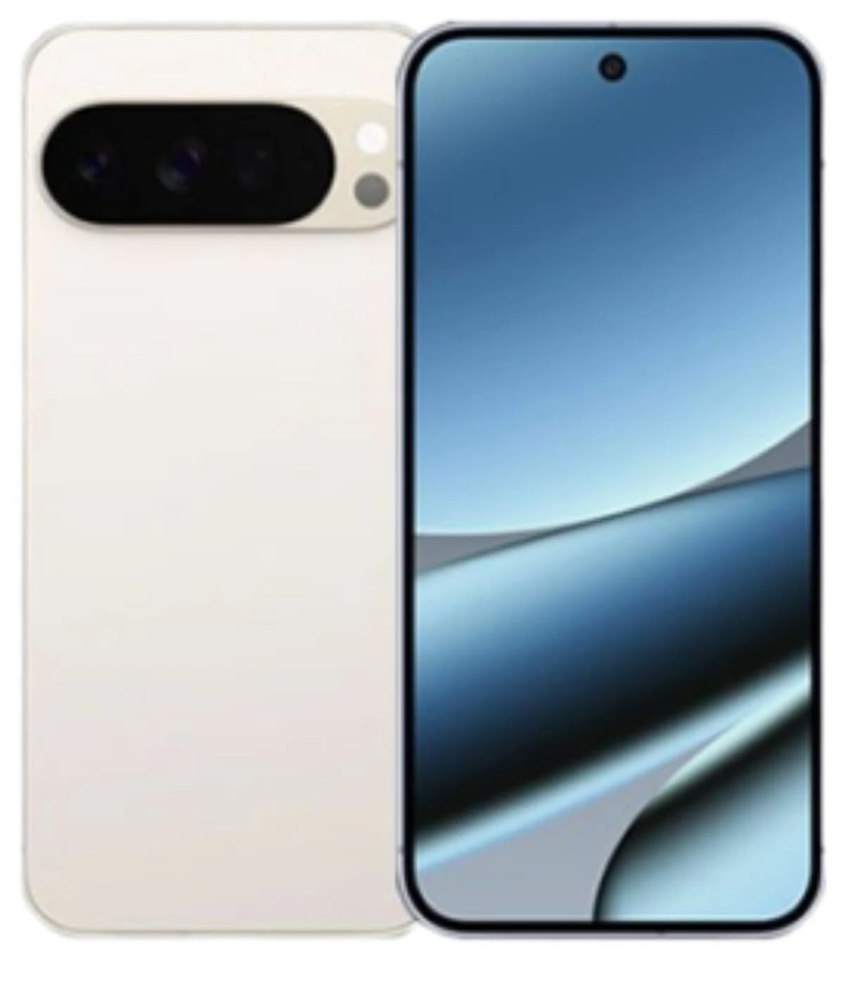 Google Pixel 11 Pro XL smartphone in sleek white finish, showcasing a vibrant blue gradient display and a distinctive camera module with three lenses. The device features a modern design with a minimalistic aesthetic, perfect for tech enthusiasts.