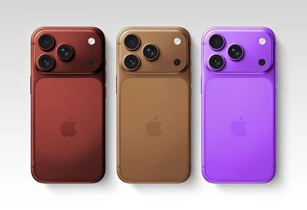 Apple iPhone 18 Pro Max in three stunning colors: deep red, elegant gold, and vibrant purple. Each phone features a sleek design with a triple-camera setup and the iconic Apple logo. Perfect for tech enthusiasts.