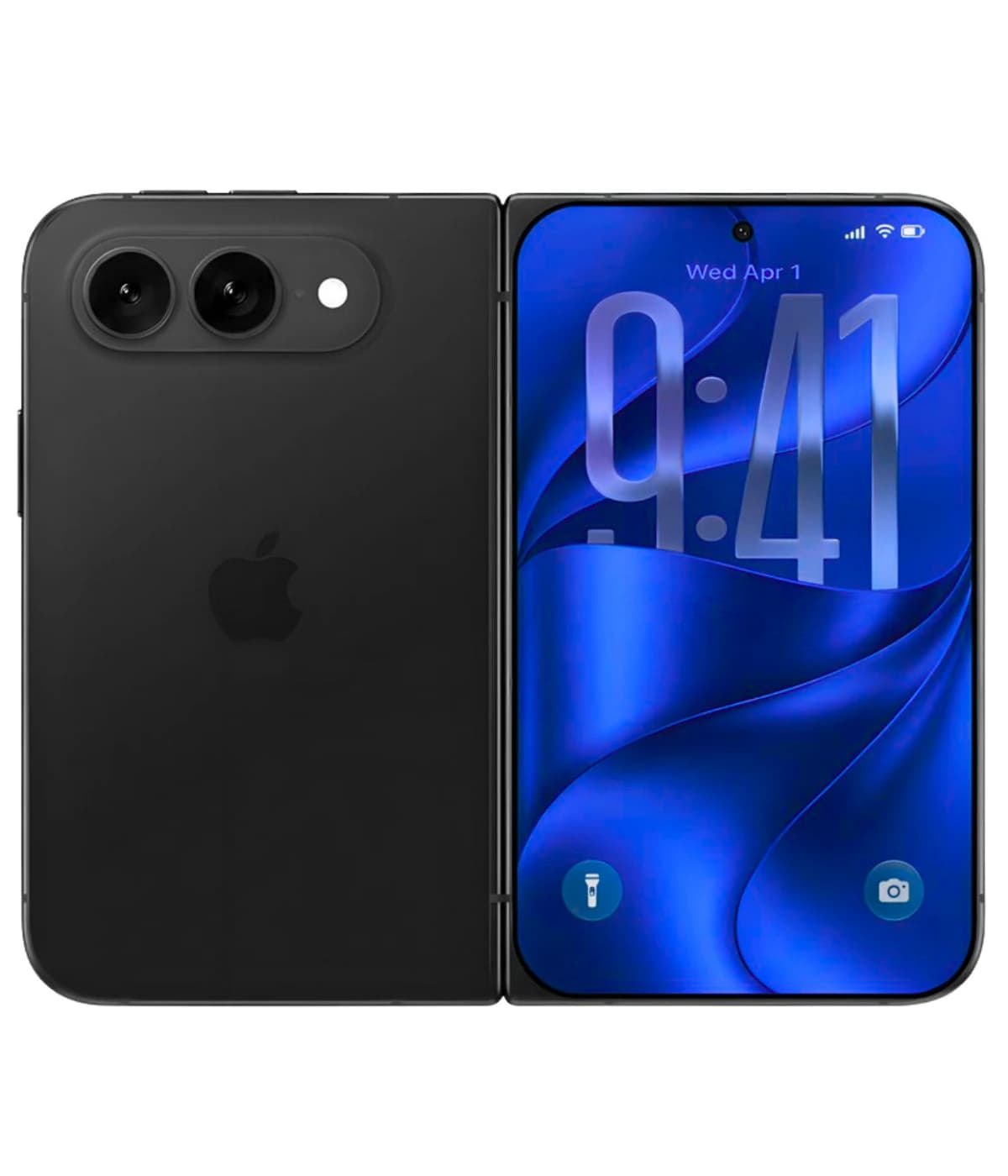 Apple iPhone 18 Ultra in sleek black finish, featuring a dual-camera setup and a vibrant blue display showing the time 9:41. The device is shown in a front view with a modern design and smooth curves.