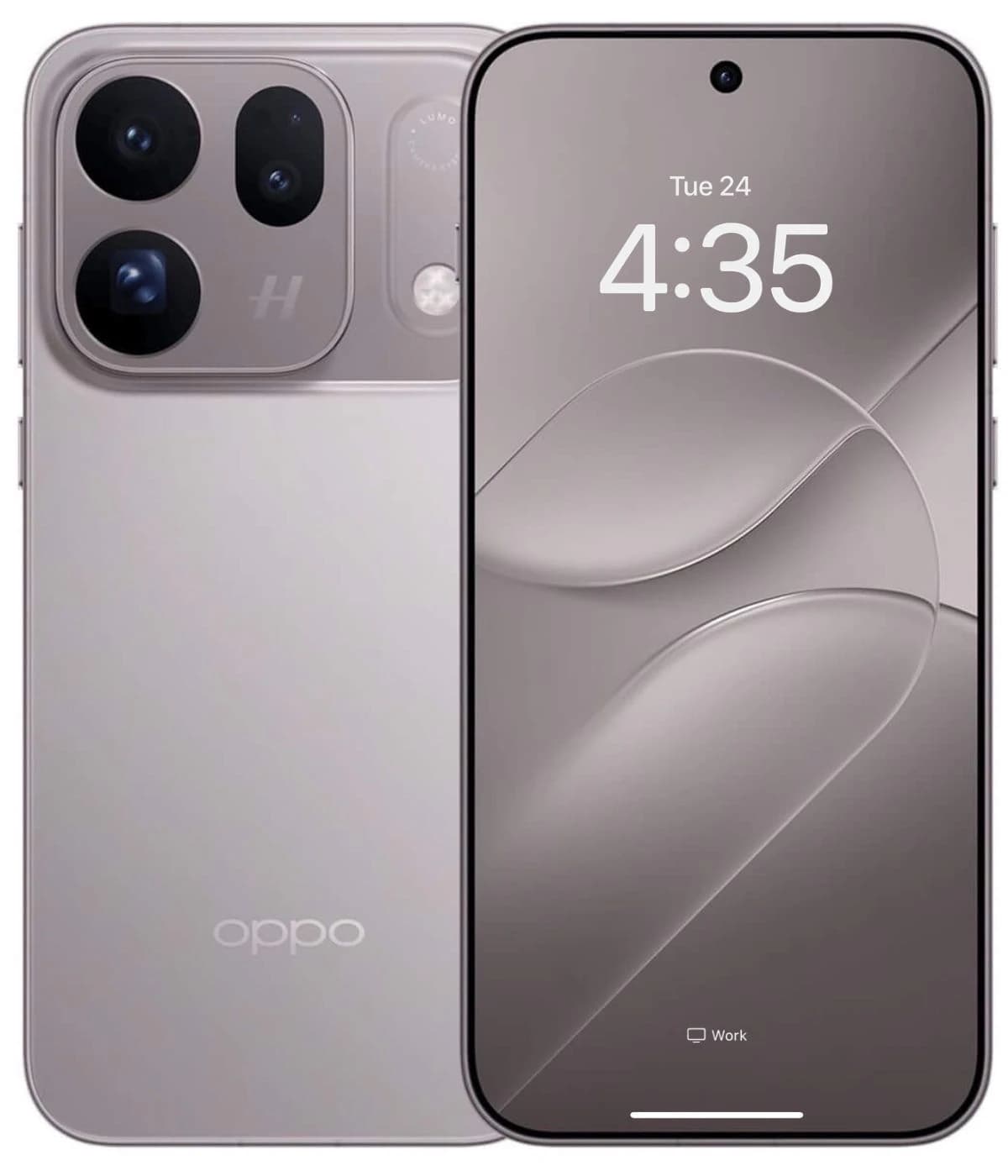 Oppo Find X10 smartphone in sleek silver color featuring a triple camera setup on the back, a vibrant display showing the time, and a modern design with rounded edges. The device is displayed against a plain background.