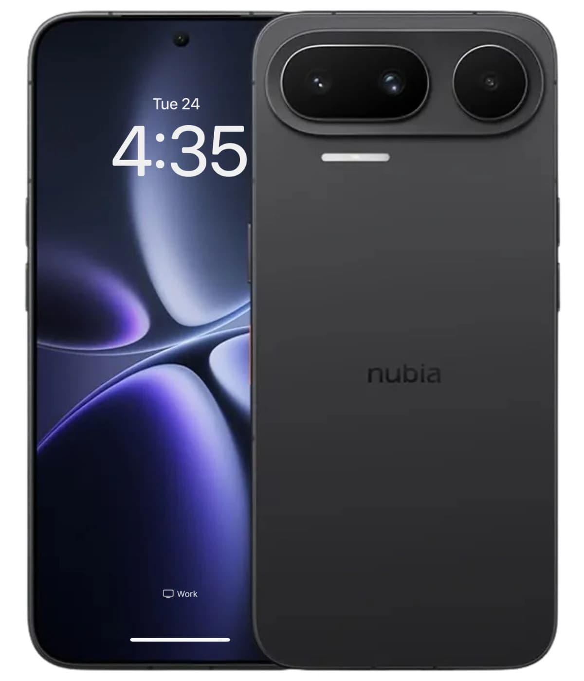 ZTE Nubia NaviX Ultra smartphone in sleek black finish, featuring a dual-camera setup on the back and a vibrant display showing the time. The device showcases a modern design with rounded edges and a minimalist aesthetic.