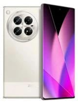 Infinix Zero 60 smartphone featuring a sleek design with a white back and a vibrant purple gradient display. The device showcases a unique circular camera module with four lenses, emphasizing its modern aesthetics.