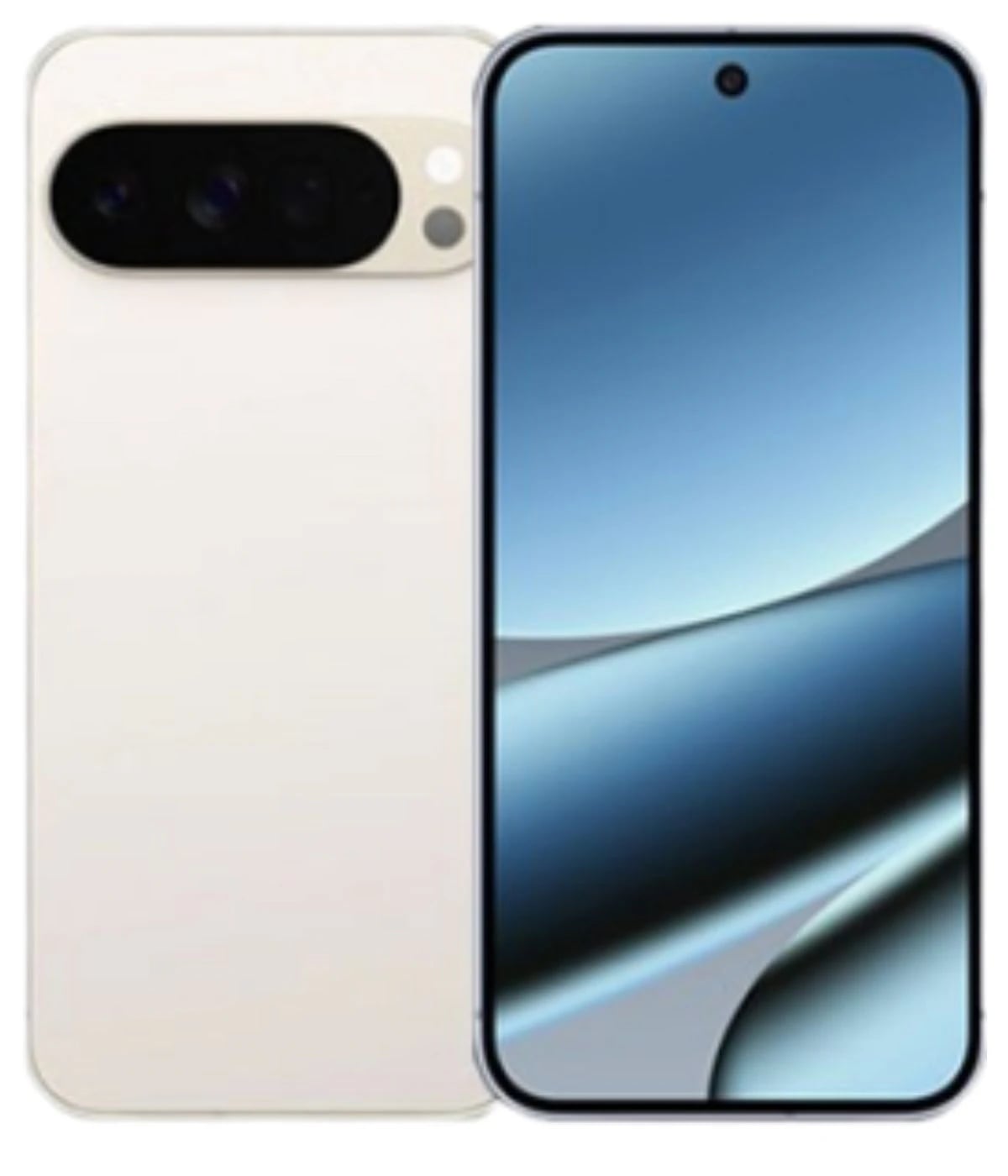 Google Pixel 11 Pro XL smartphone in sleek white finish, showcasing a vibrant blue gradient display and a distinctive camera module with three lenses. The device features a modern design with a minimalistic aesthetic, perfect for tech enthusiasts.