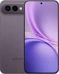Vivo V27 smartphone in a sleek gray finish, featuring a vibrant purple display. The device showcases a dual-camera setup on the back and a modern design with a thin profile. Perfect for tech enthusiasts.