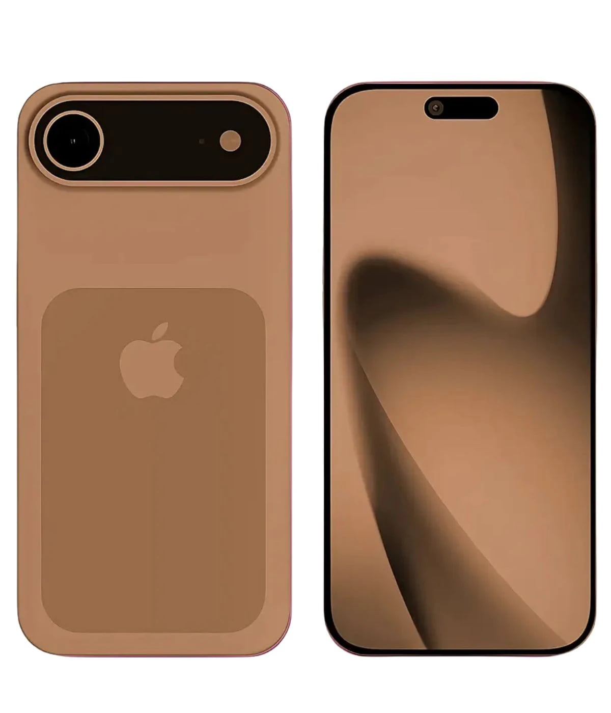 Apple iPhone 18 Air in a sleek, warm beige color. The device features a minimalist design with a smooth finish, showcasing the front display and the rear camera layout. The back has the iconic Apple logo, emphasizing its premium quality.
