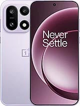 OnePlus 15 smartphone in lavender color featuring a sleek design, large display with 'Never Settle' slogan, and dual rear cameras. The device showcases a modern aesthetic with a glossy finish, ideal for tech enthusiasts.