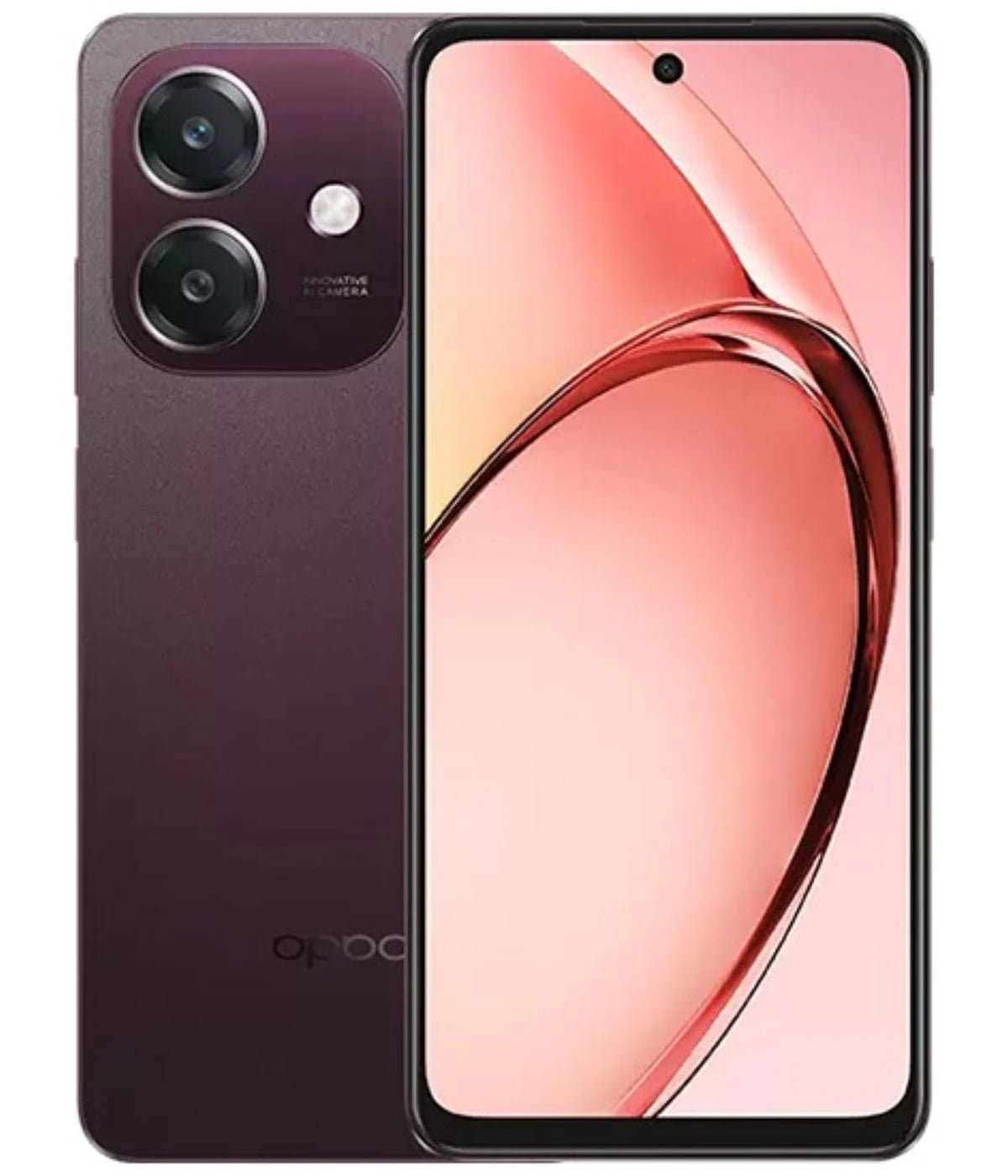 Oppo A5i smartphone in a sleek purple finish, featuring a dual-camera setup and a vibrant display. The device showcases a modern design with a minimalistic front view, perfect for tech enthusiasts.