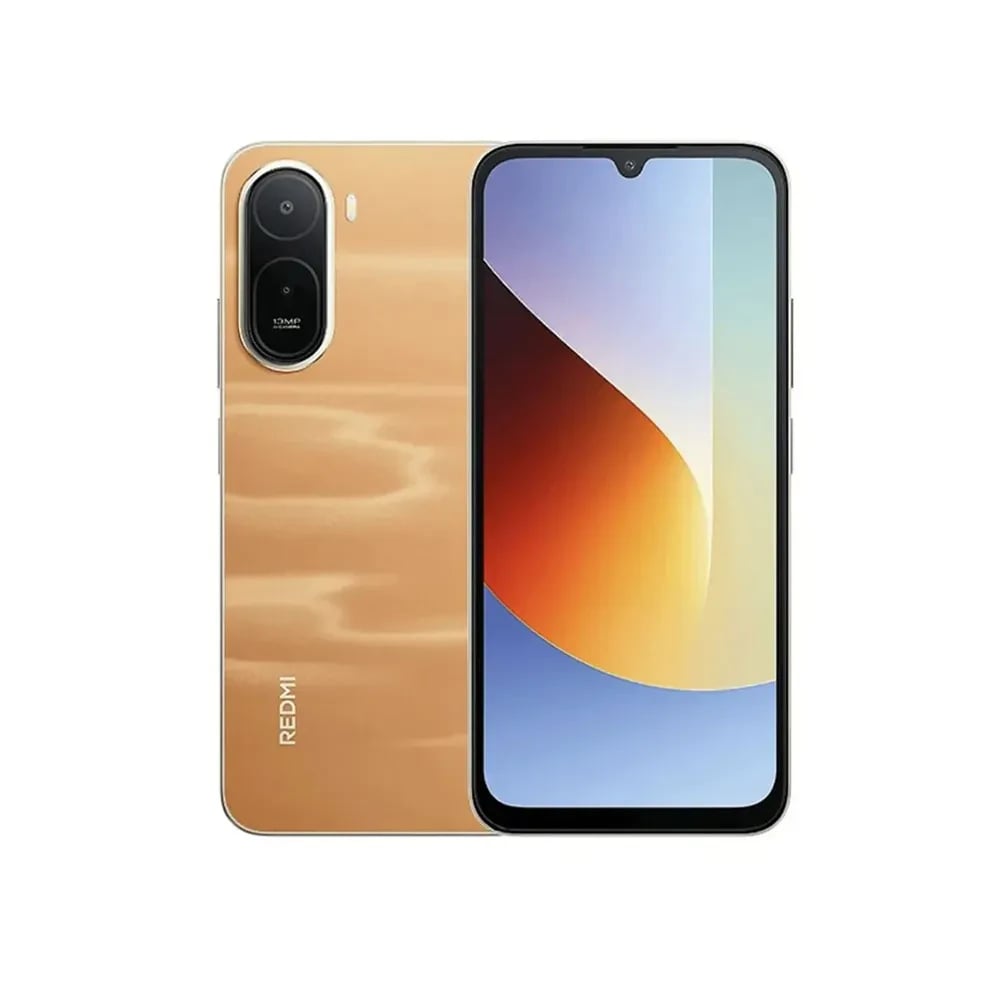 Redmi A7 Pro smartphone in a sleek golden finish, featuring a dual-camera setup with a 13MP lens. The device showcases a vibrant display with a waterdrop notch design, perfect for multimedia and gaming. Front view against a plain background.