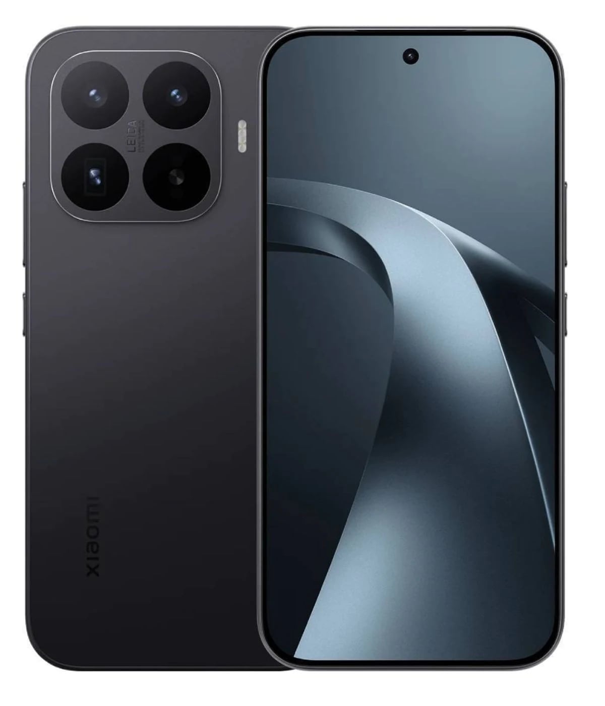 Xiaomi 17T Pro smartphone in sleek black design featuring a large display and a quad-camera setup on the back. The device showcases a modern aesthetic with a minimalistic look, perfect for tech enthusiasts. Front view against a plain background.