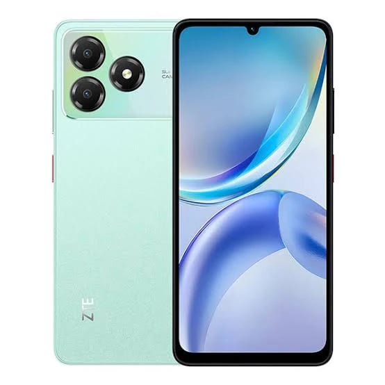 ZTE Nubia A36 smartphone in mint green color featuring a sleek design, dual rear cameras, and a vibrant display. The device showcases a modern aesthetic with a glossy finish and rounded edges, ideal for tech enthusiasts.