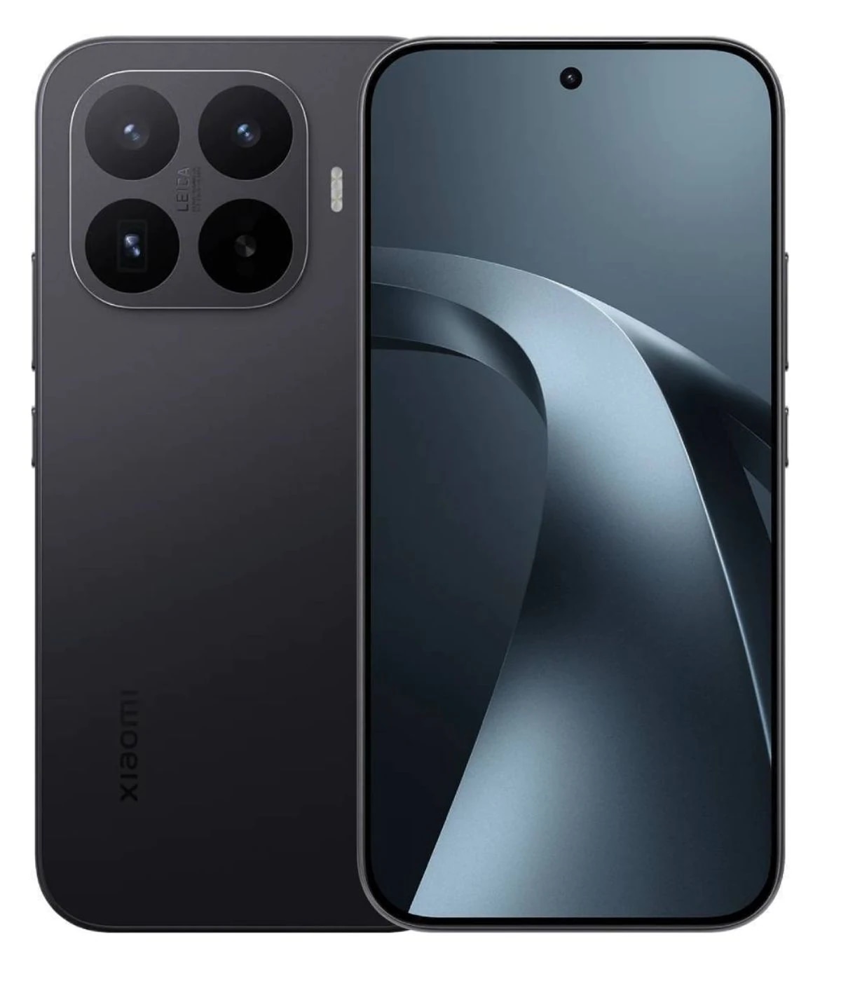 Xiaomi 17T Pro smartphone in sleek black design featuring a large display and a quad-camera setup on the back. The device showcases a modern aesthetic with a minimalistic look, perfect for tech enthusiasts. Front view against a plain background.