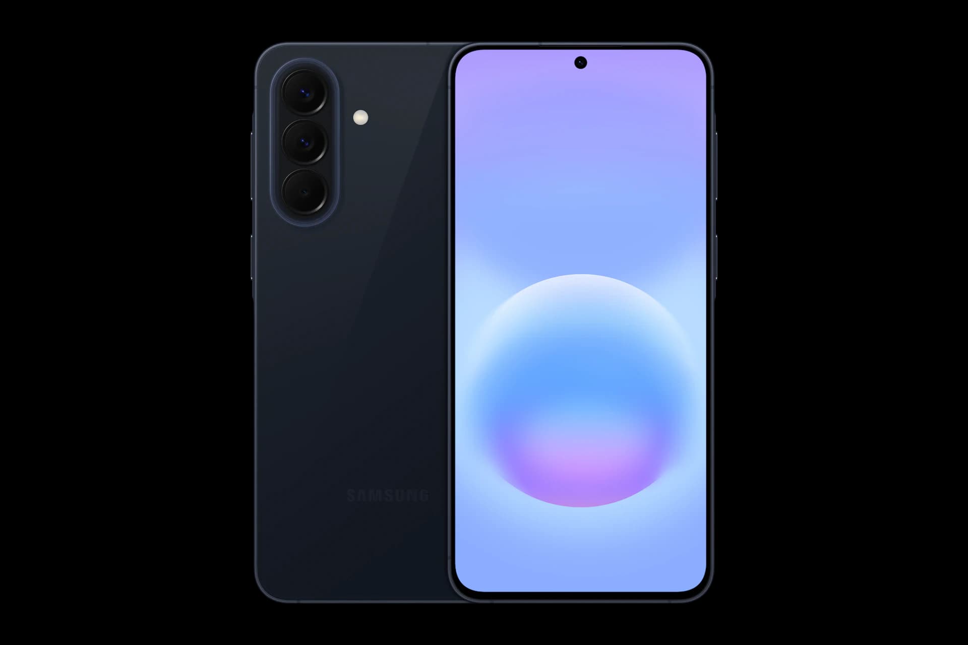 Samsung Galaxy A57 5G smartphone in sleek black design, featuring a vibrant display with a gradient background. The device showcases a triple-camera setup on the back, emphasizing its modern aesthetics and advanced technology.