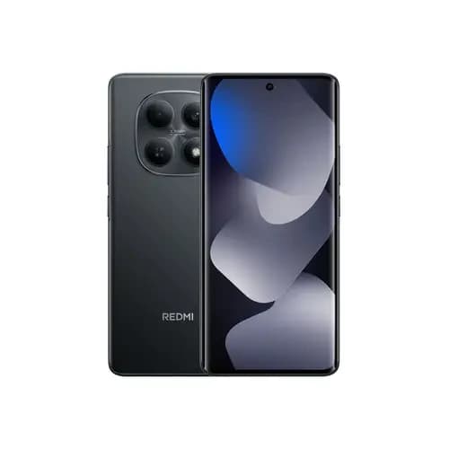Xiaomi Redmi Note 15 smartphone in sleek black finish, featuring a modern design with a large display and triple camera setup on the back. The device showcases a minimalist aesthetic with smooth edges and a vibrant screen, ideal for tech enthusiasts.