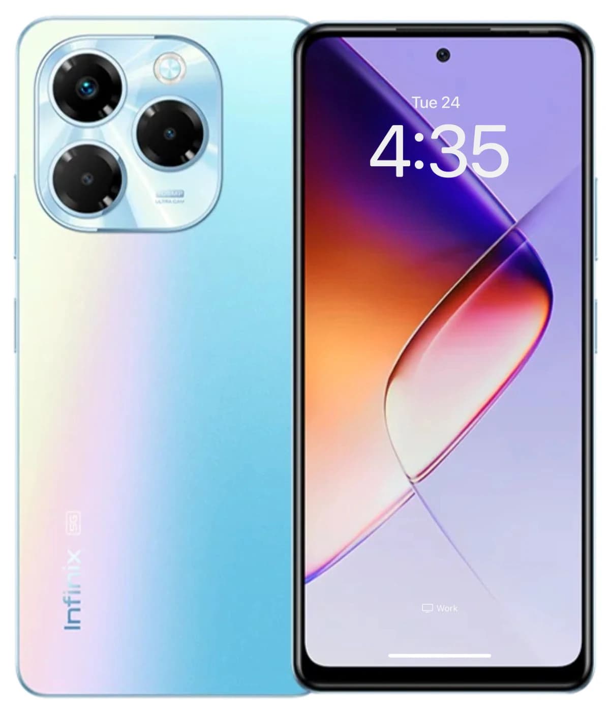 Infinix Note 40X smartphone in a stunning gradient blue color, featuring a triple-camera setup on the back and a vibrant display showing the time. The sleek design highlights modern aesthetics and advanced technology.
