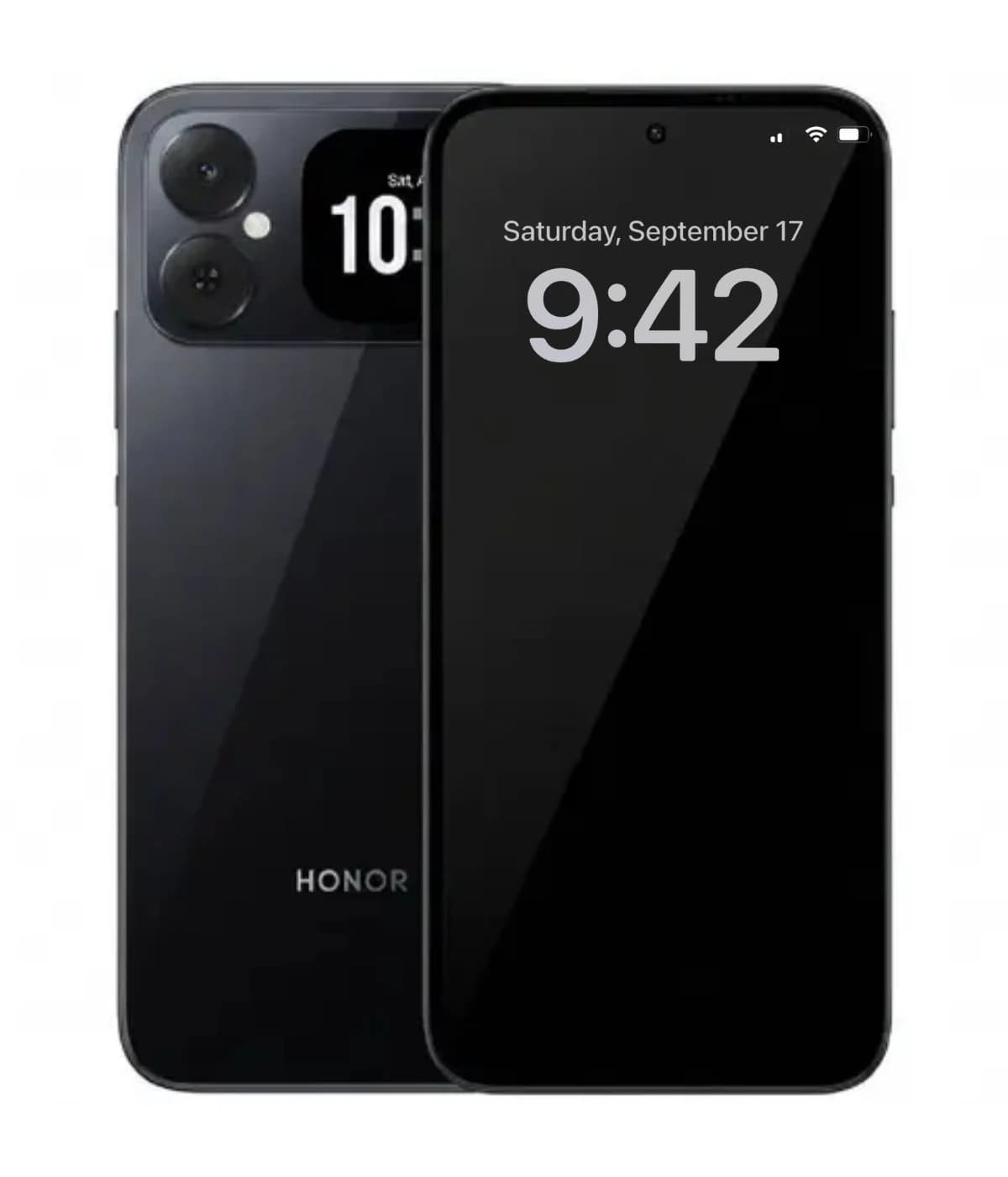 Honor Play 20C smartphone in sleek black design, featuring dual rear cameras and a vibrant display. The device showcases a modern aesthetic with a glossy finish and the brand name 'HONOR' prominently displayed.