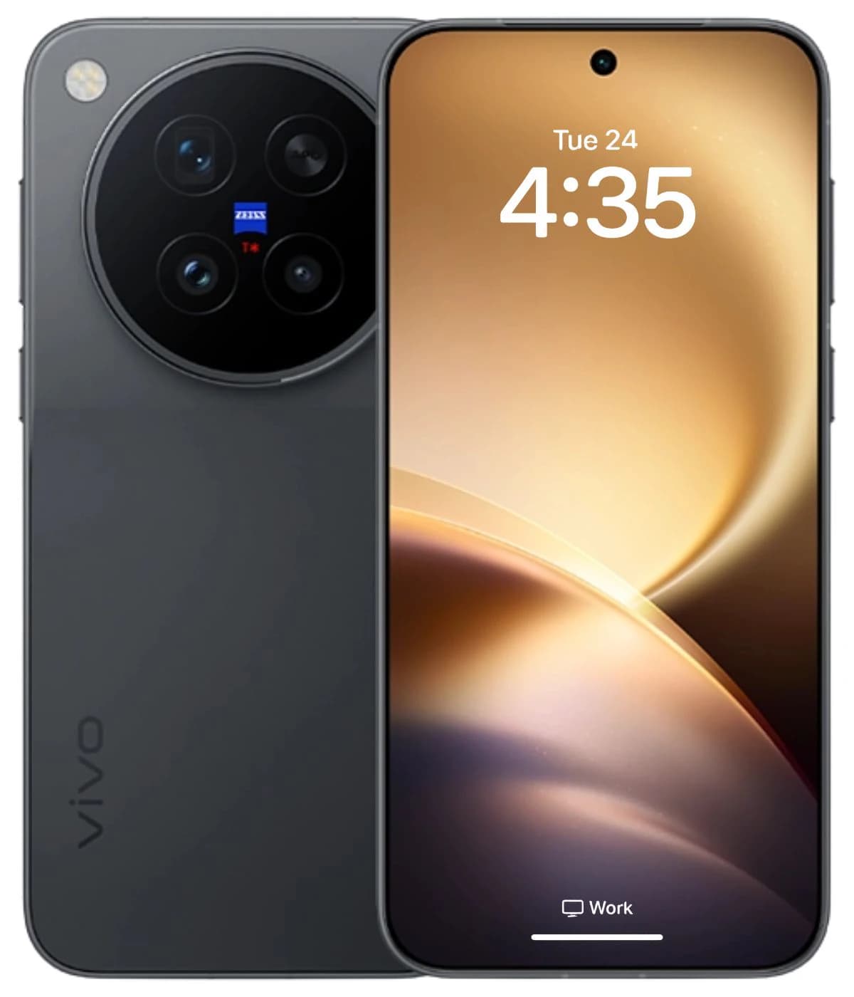 Vivo X500 Pro Max smartphone in sleek black design featuring a vibrant display and advanced camera system with Zeiss optics. The device showcases a modern aesthetic with a smooth finish and minimal bezels.