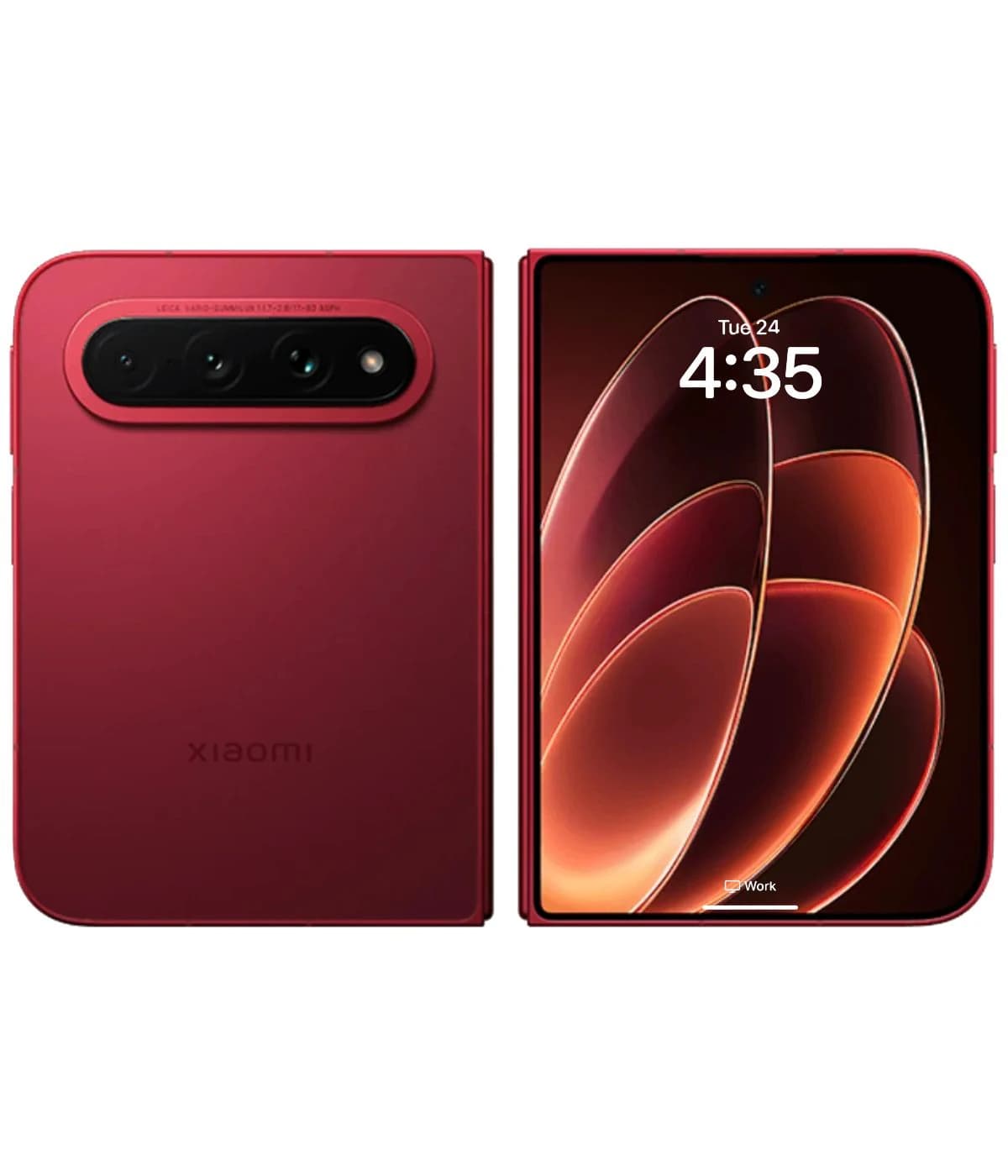 Xiaomi 18 Fold smartphone in striking red color, showcasing a sleek design with a triple camera setup on the back and a vibrant display on the front. The device features a modern foldable design, perfect for tech enthusiasts.