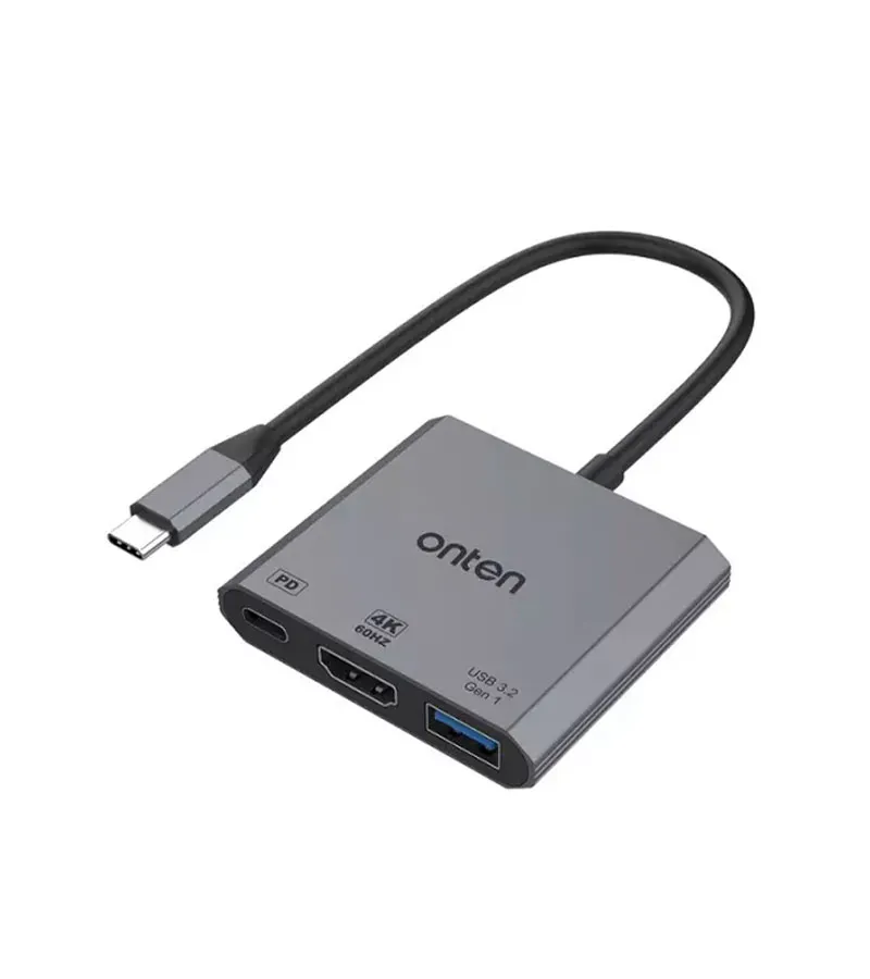 Onten UC301 3 IN 1 USB-C TO HDMI 4K 60HZ Adapter-Grey-Brand New